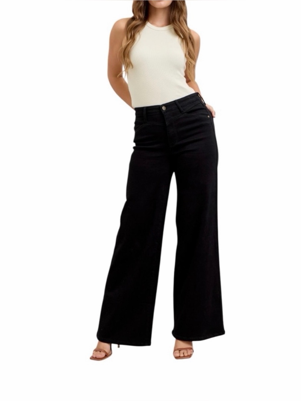 Judy Blue High Waist Retro Wide Leg Black Denim Jeans Size 9/29